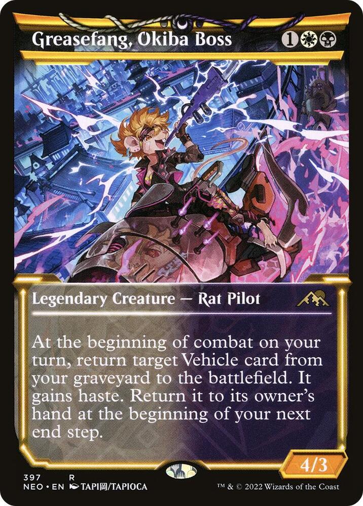 Greasefang, Okiba Boss (Showcase) 397 card from Kamigawa: Neon Dynasty