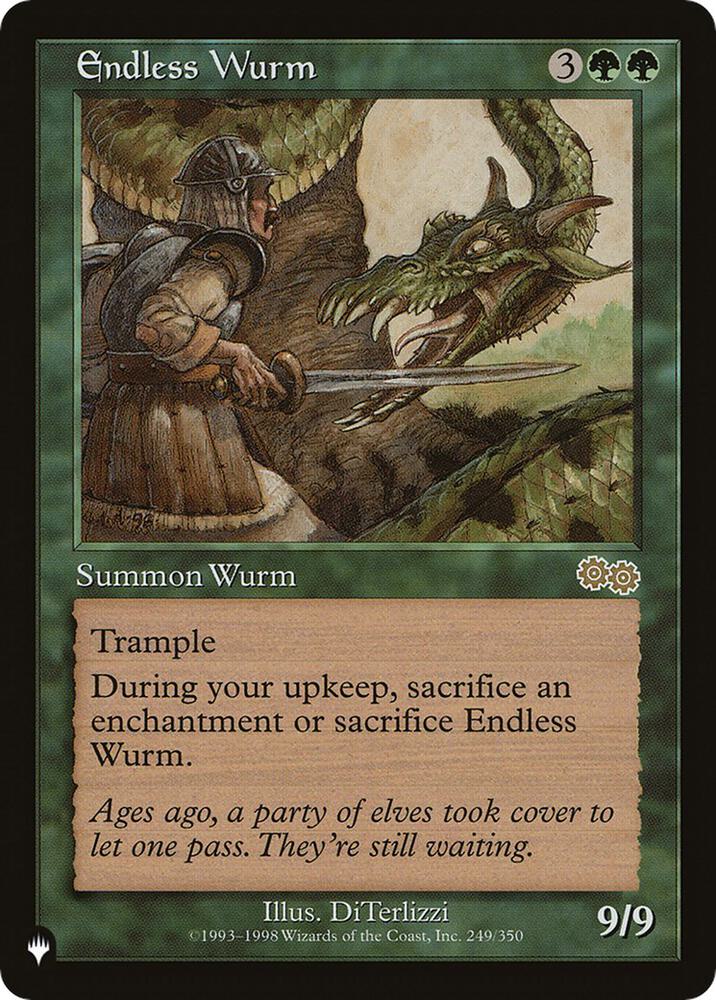Endless Wurm 249/350 card from The List Reprints