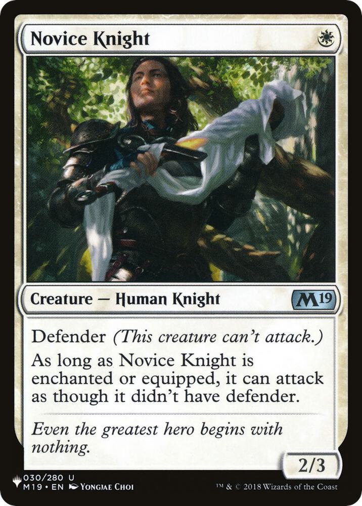 Novice Knight 030/280 card from The List Reprints