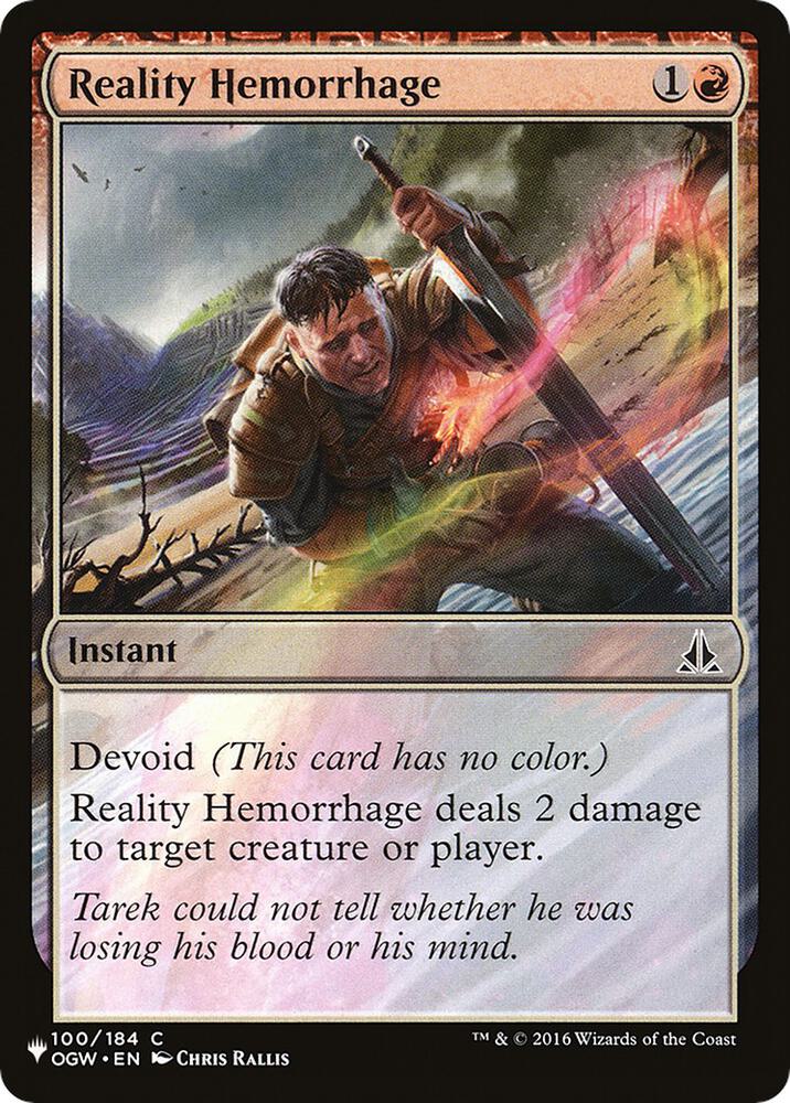 Reality Hemorrhage 100/184 card from The List Reprints