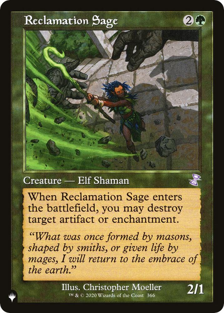 Reclamation Sage 366/289 card from The List Reprints
