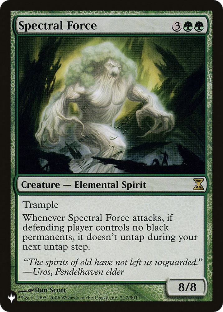 Spectral Force 217/301 card from The List Reprints