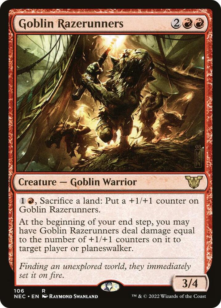 Goblin Razerunners 106 card from Commander: Kamigawa: Neon Dynasty