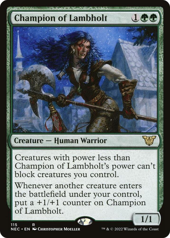 Champion of Lambholt 115 card from Commander: Kamigawa: Neon Dynasty