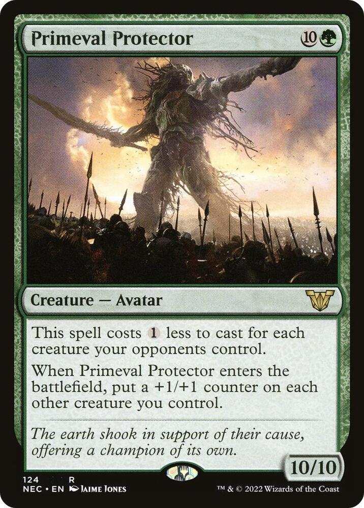 Primeval Protector 124 card from Commander: Kamigawa: Neon Dynasty