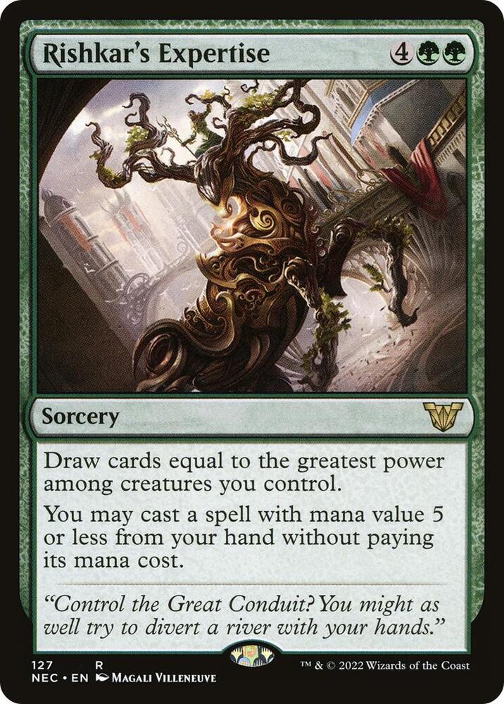 Rishkar's Expertise 127 card from Commander: Kamigawa: Neon Dynasty