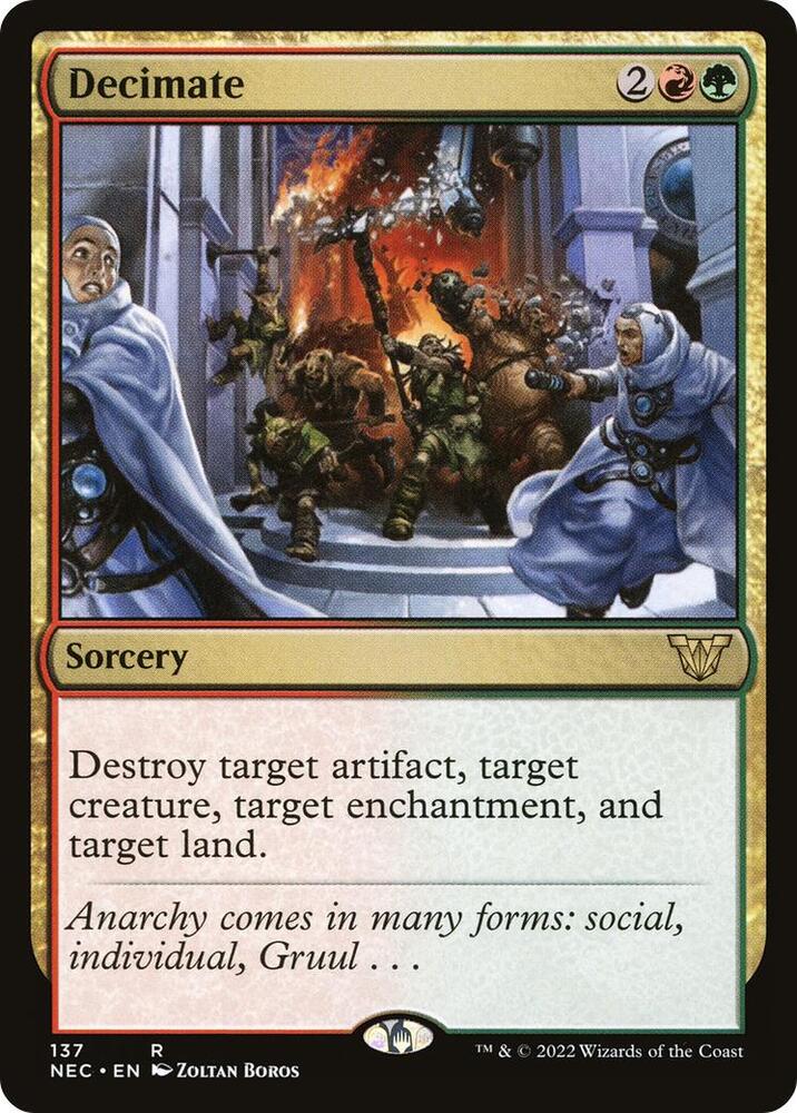 Decimate 137 card from Commander: Kamigawa: Neon Dynasty