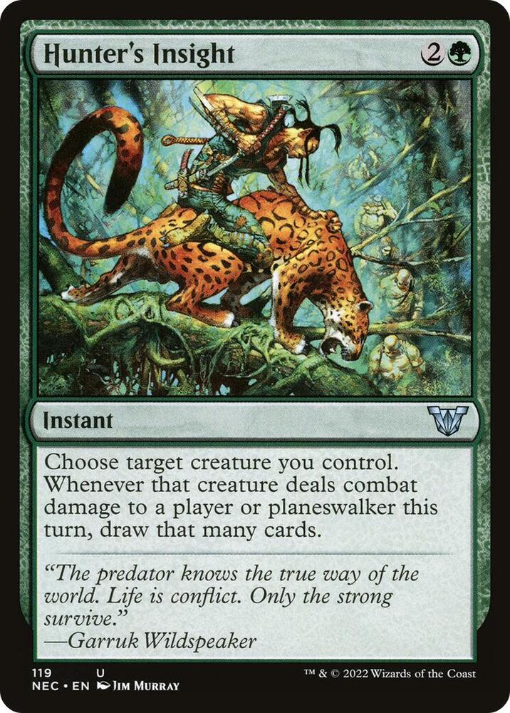 Hunter's Insight 119 card from Commander: Kamigawa: Neon Dynasty