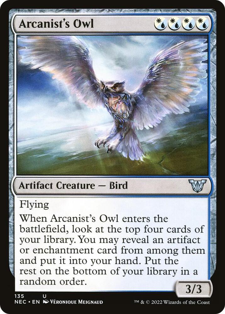 Arcanist's Owl 135 card from Commander: Kamigawa: Neon Dynasty