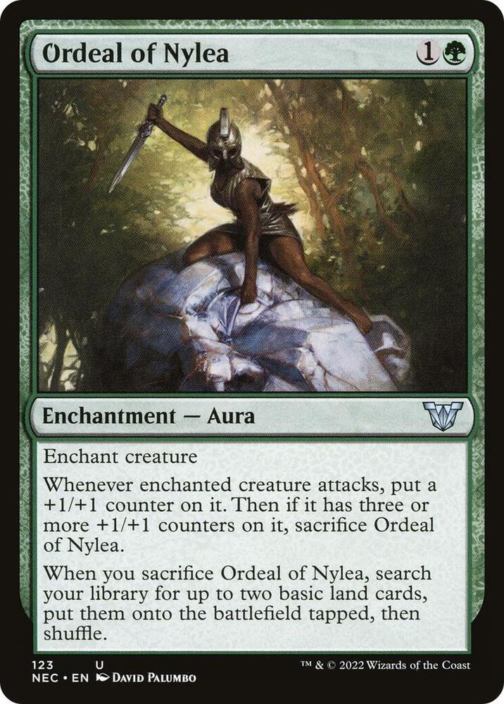 Ordeal of Nylea 123 card from Commander: Kamigawa: Neon Dynasty