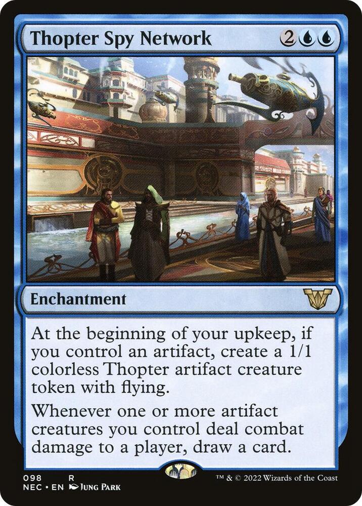 Thopter Spy Network 98 card from Commander: Kamigawa: Neon Dynasty