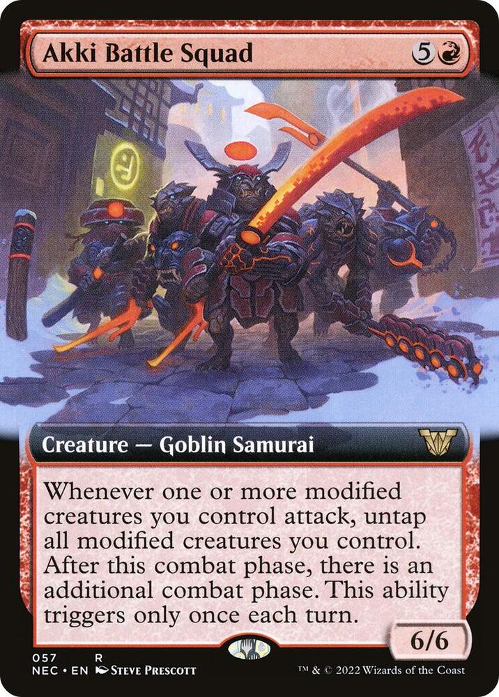 Akki Battle Squad (Extended Art) 57 card from Commander: Kamigawa: Neon Dynasty