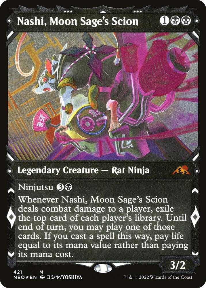 Nashi, Moon Sage's Scion (Showcase) (Foil Etched) 421 card from Kamigawa: Neon Dynasty