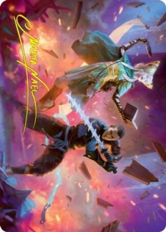 Explosive Entry Art Card (Gold-Stamped Signature) 13 card from Art Series: Kamigawa: Neon Dynasty