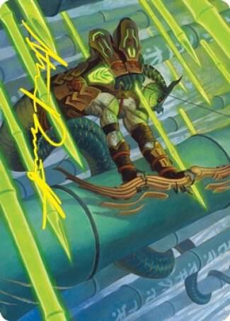 Bamboo Grove Archer Art Card (Gold-Stamped Signature) 20 card from Art Series: Kamigawa: Neon Dynasty