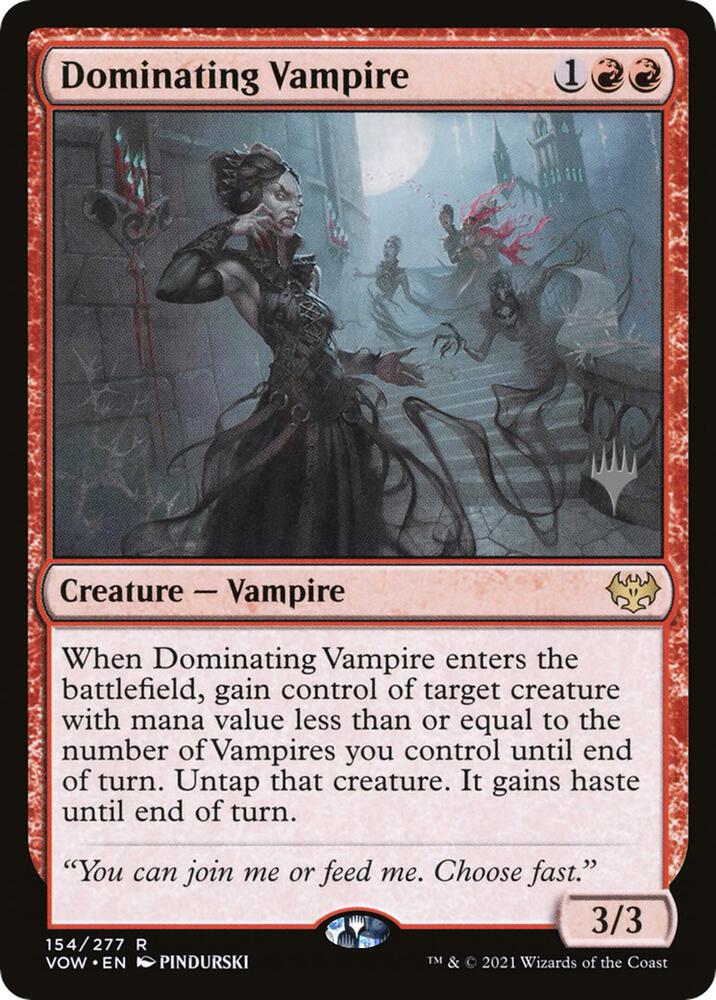 Dominating Vampire 154 card from Promo Pack: Kamigawa: Neon Dynasty