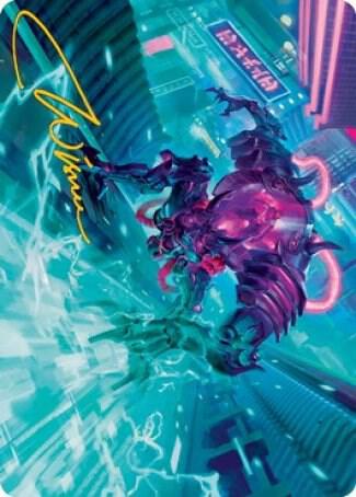Surgehacker Mech Art Card (Gold-Stamped Signature) 45 card from Art Series: Kamigawa: Neon Dynasty