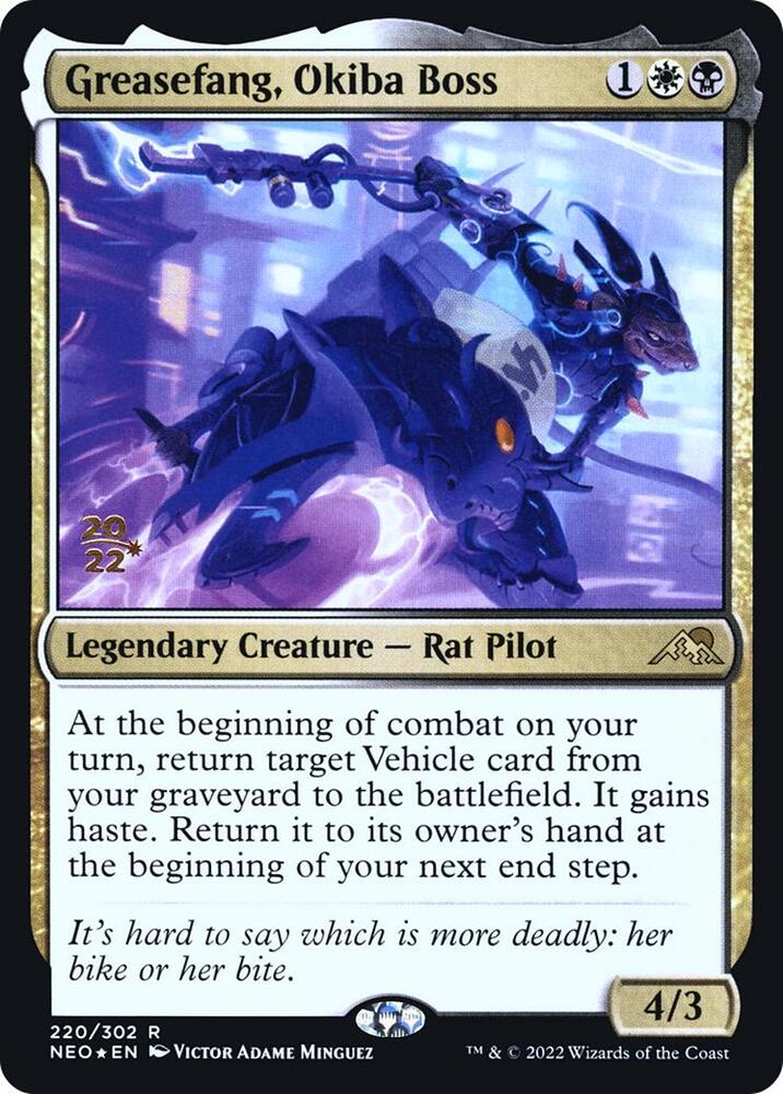 Greasefang, Okiba Boss 220 card from Prerelease Cards