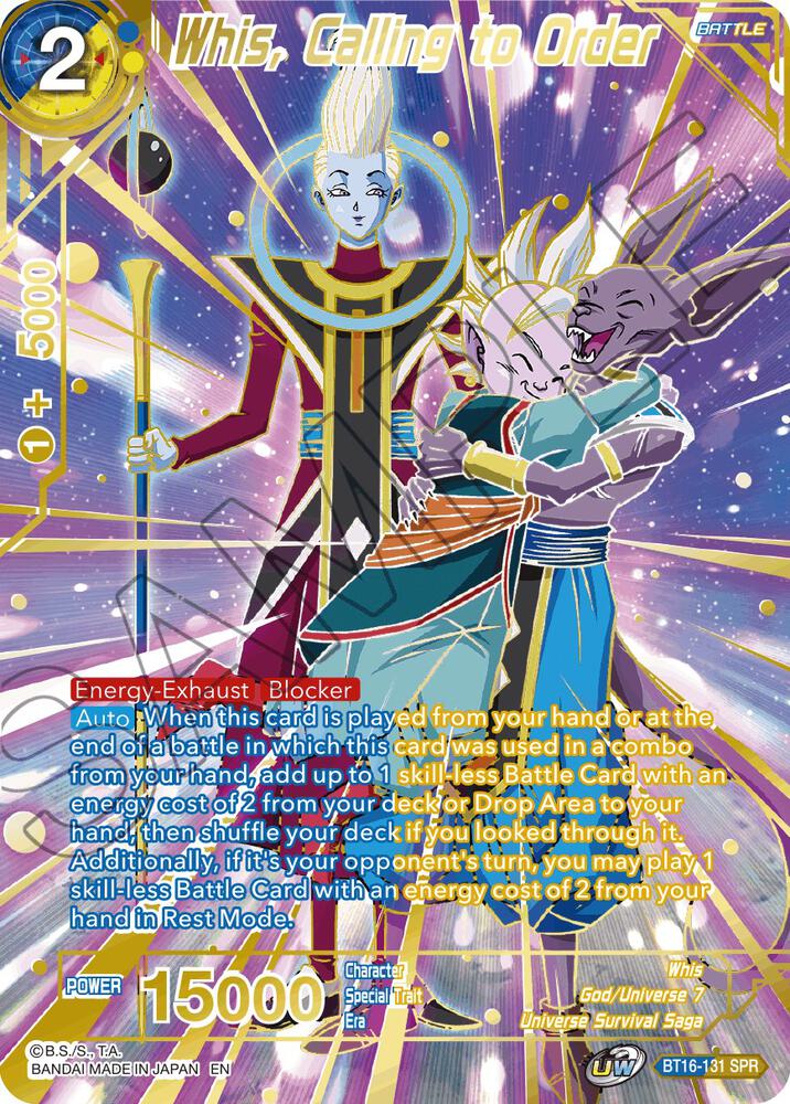 Whis, Calling to Order (SPR) BT16-131 card from Realm of the Gods