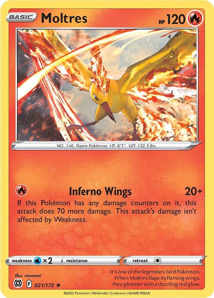 Moltres 021/172 card from SWSH09: Brilliant Stars