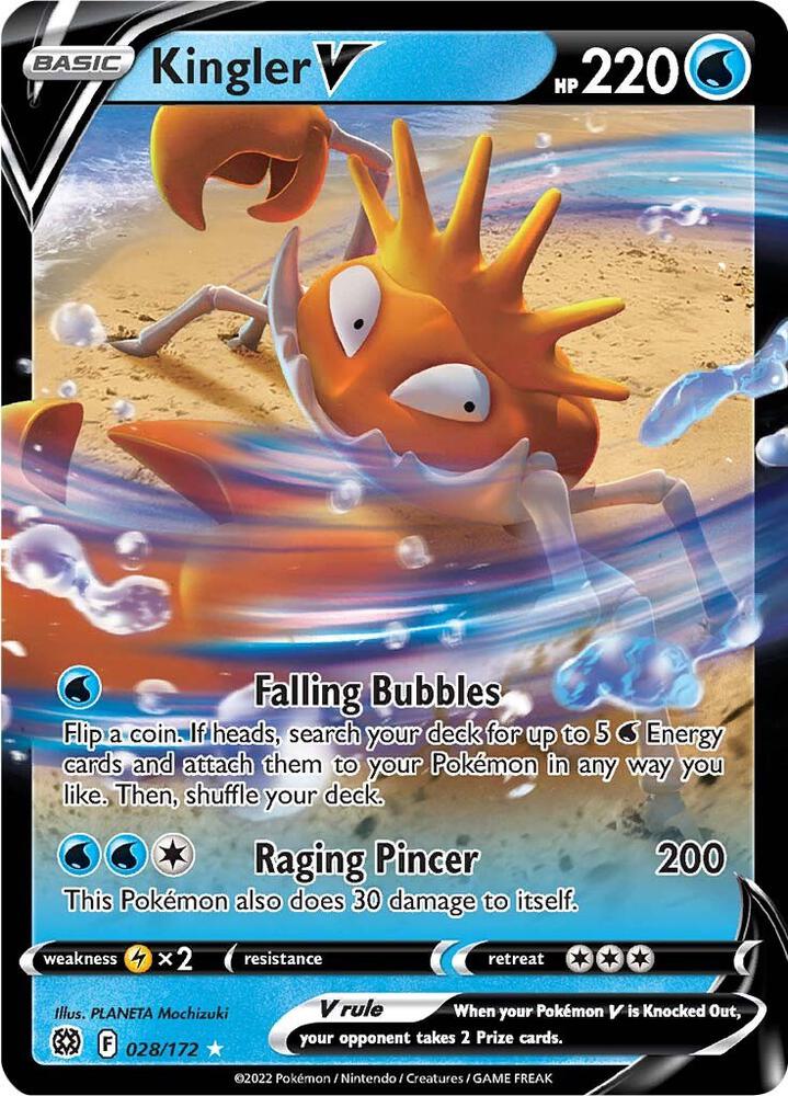 Kingler V 028/172 card from SWSH09: Brilliant Stars