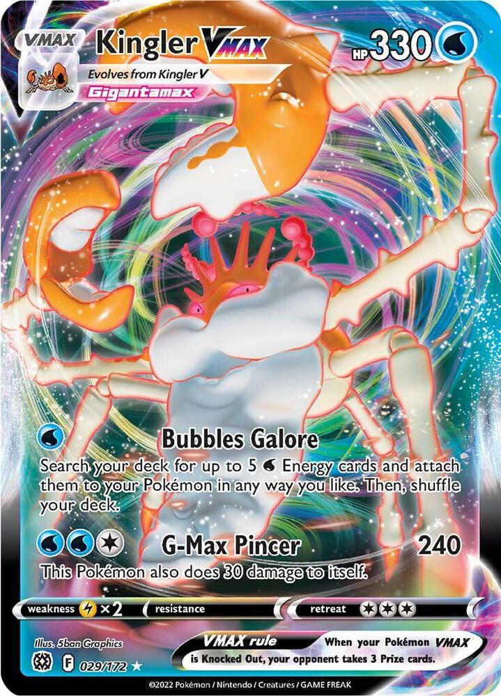 Kingler VMAX 029/172 card from SWSH09: Brilliant Stars