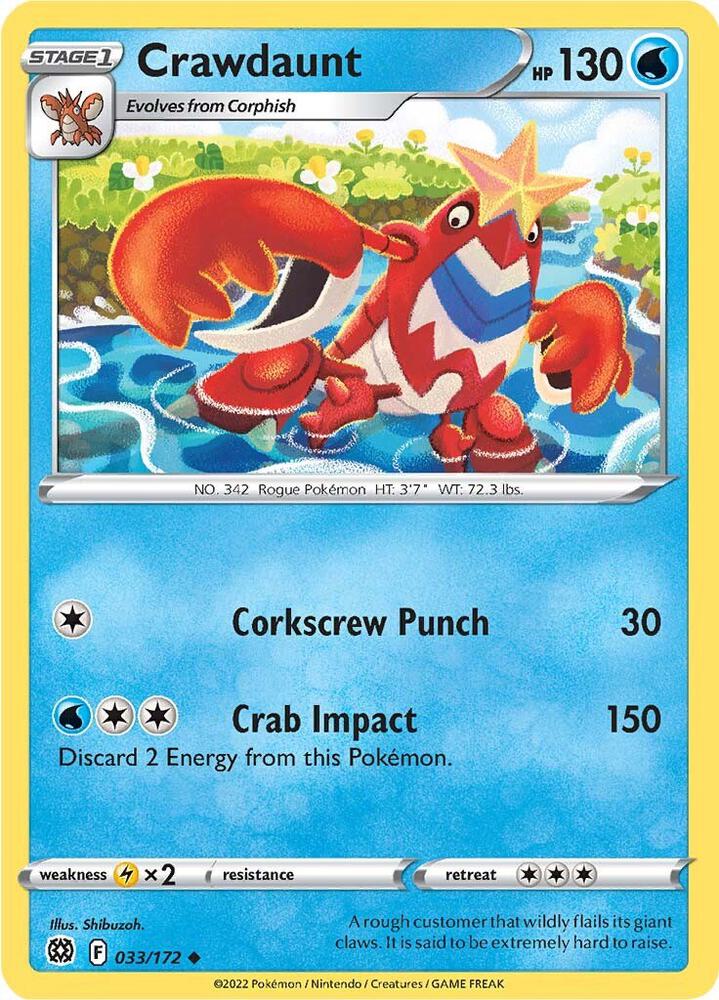 Crawdaunt 033/172 card from SWSH09: Brilliant Stars