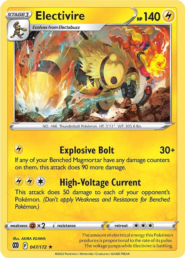 Electivire 047/172 card from SWSH09: Brilliant Stars