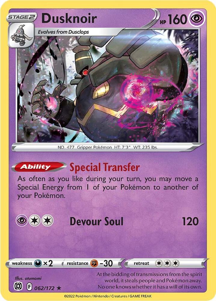 Dusknoir 062/172 card from SWSH09: Brilliant Stars
