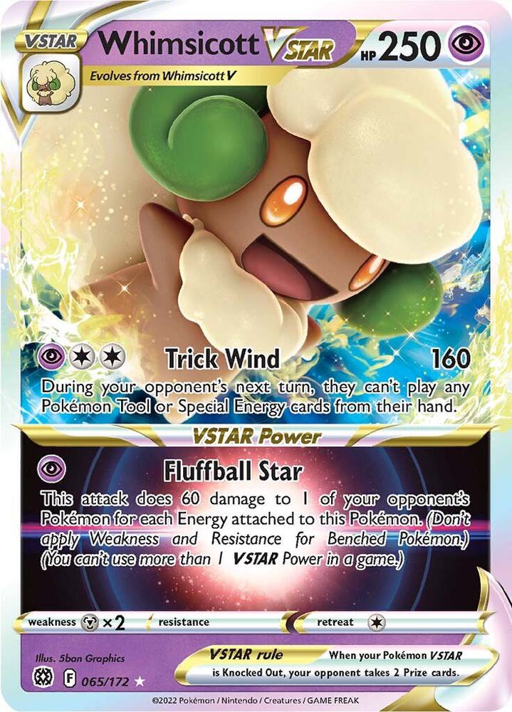 Whimsicott VSTAR 065/172 card from SWSH09: Brilliant Stars