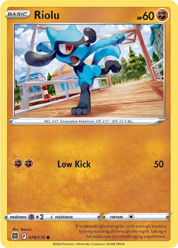 Riolu 078/172 card from SWSH09: Brilliant Stars