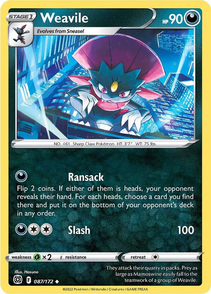 Weavile 087/172 card from SWSH09: Brilliant Stars
