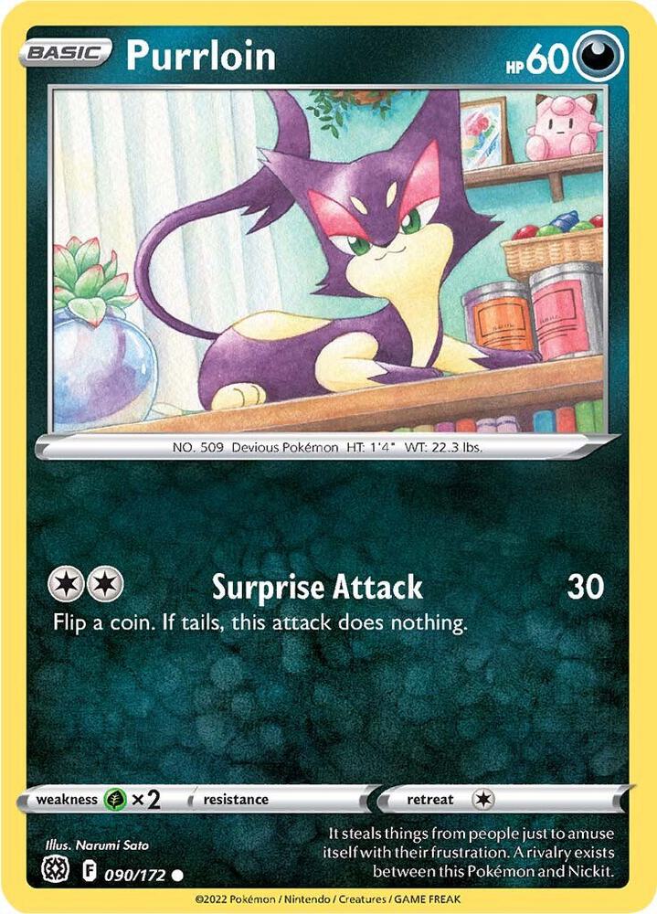 Purrloin 090/172 card from SWSH09: Brilliant Stars