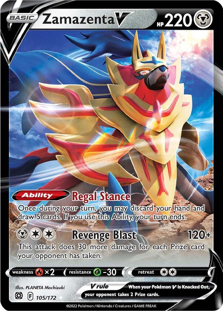 Zamazenta V 105/172 card from SWSH09: Brilliant Stars