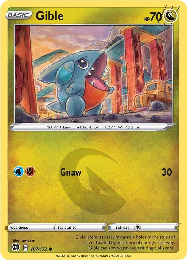 Gible 107/172 card from SWSH09: Brilliant Stars