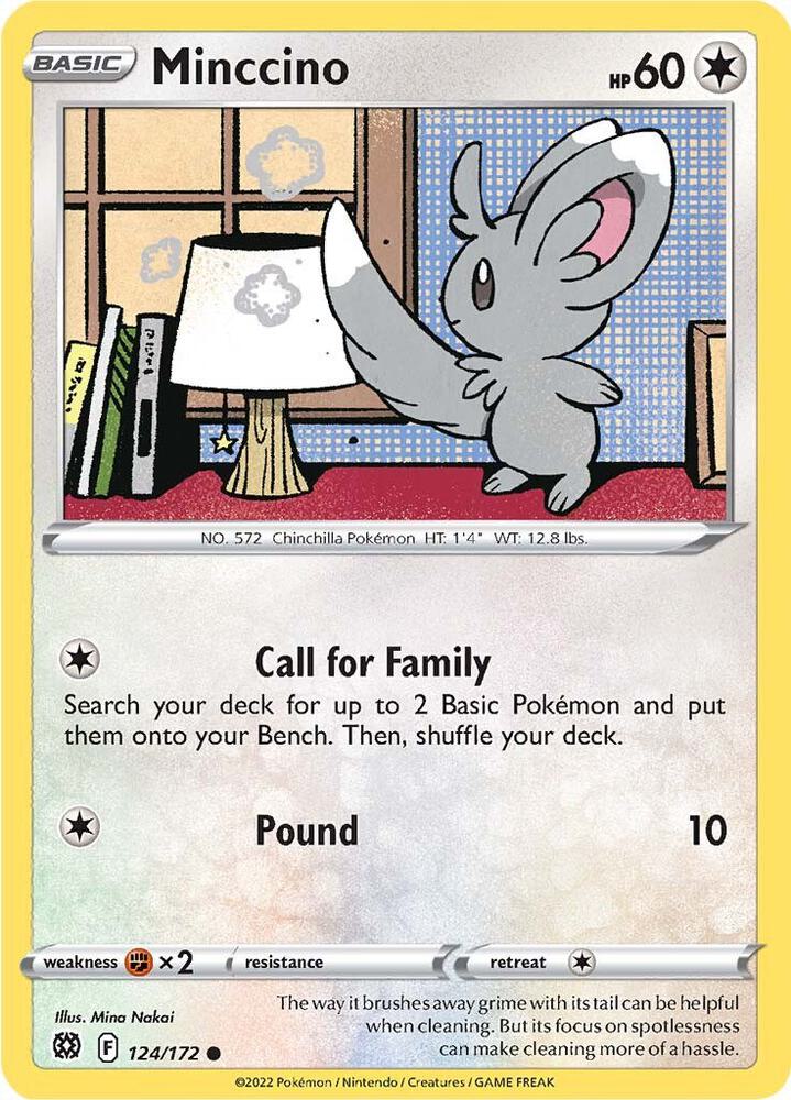 Minccino 124/172 card from SWSH09: Brilliant Stars