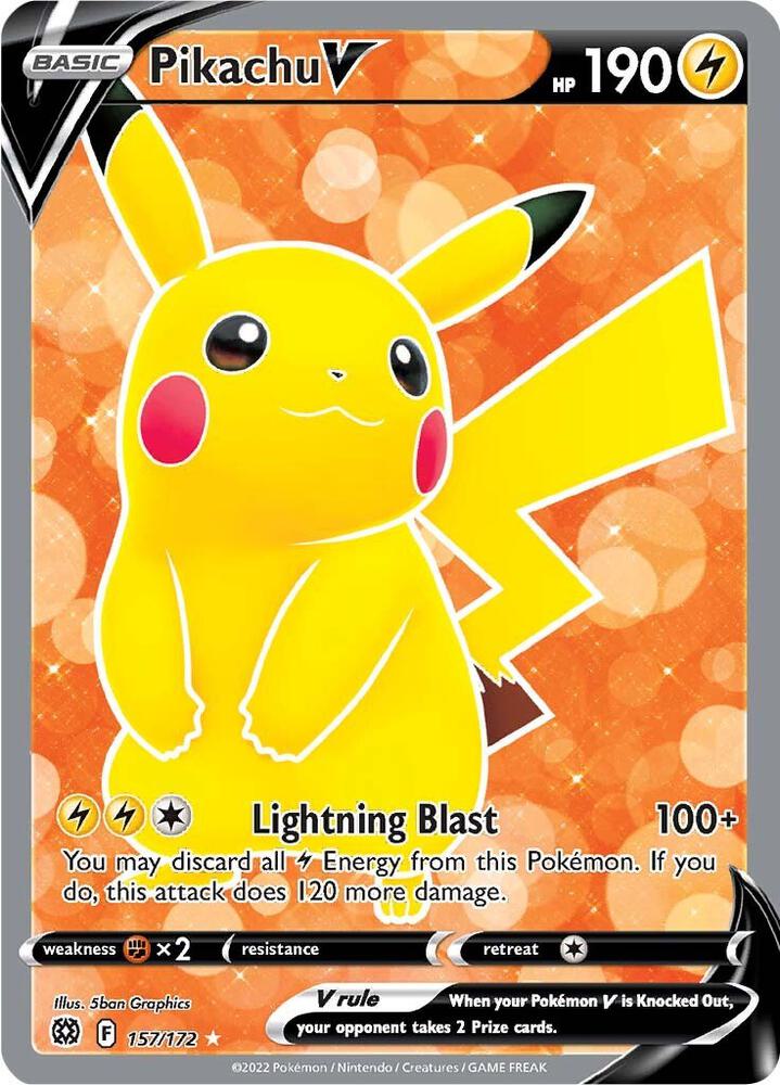 Pikachu V (Full Art) 157/172 card from SWSH09: Brilliant Stars