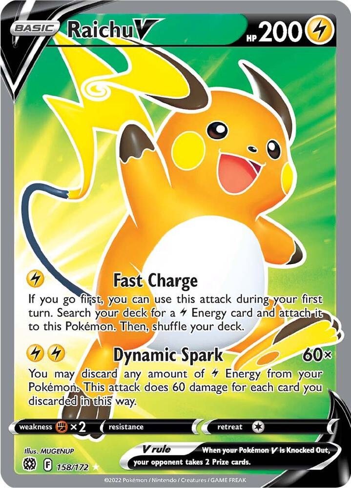 Raichu V (Full Art) 158/172 card from SWSH09: Brilliant Stars