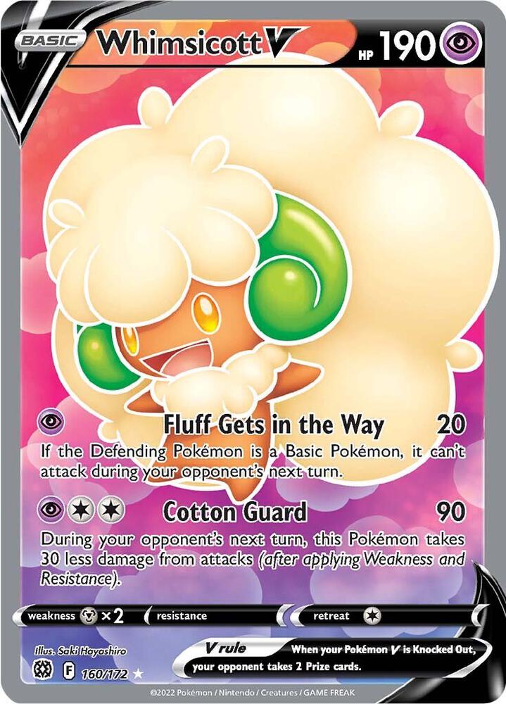 Whimsicott V (Full Art) 160/172 card from SWSH09: Brilliant Stars