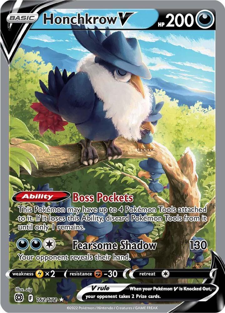 Honchkrow V (Alternate Full Art) 162/172 card from SWSH09: Brilliant Stars