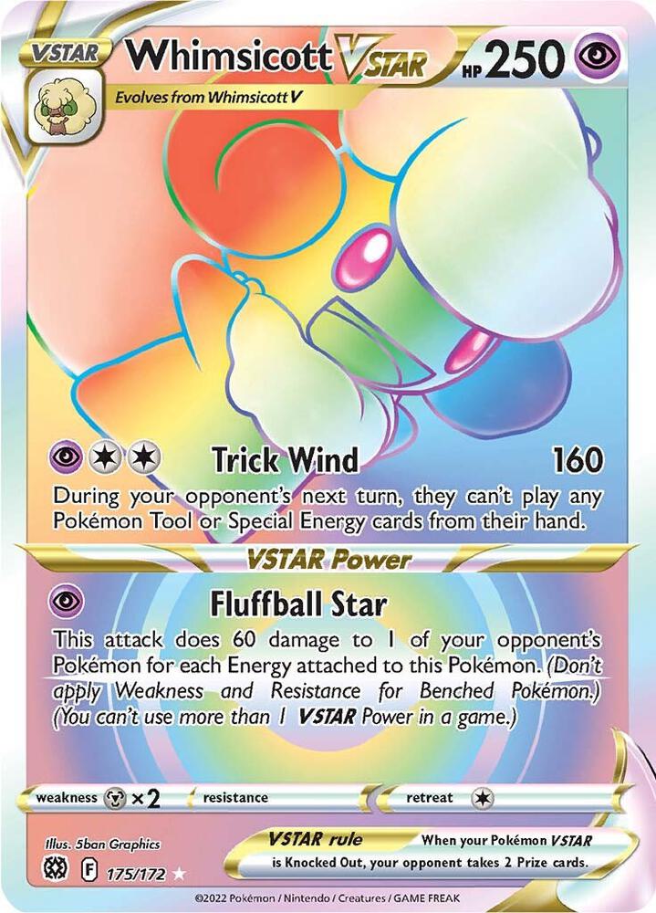 Whimsicott VSTAR (Secret) 175/172 card from SWSH09: Brilliant Stars