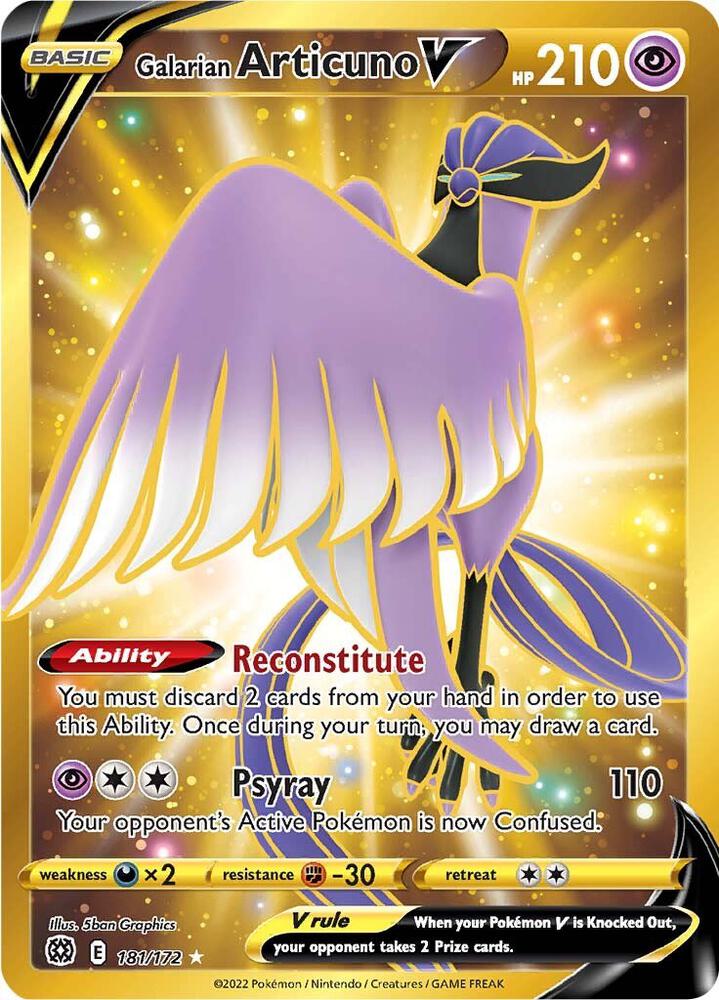 Galarian Articuno V (Secret) 181/172 card from SWSH09: Brilliant Stars