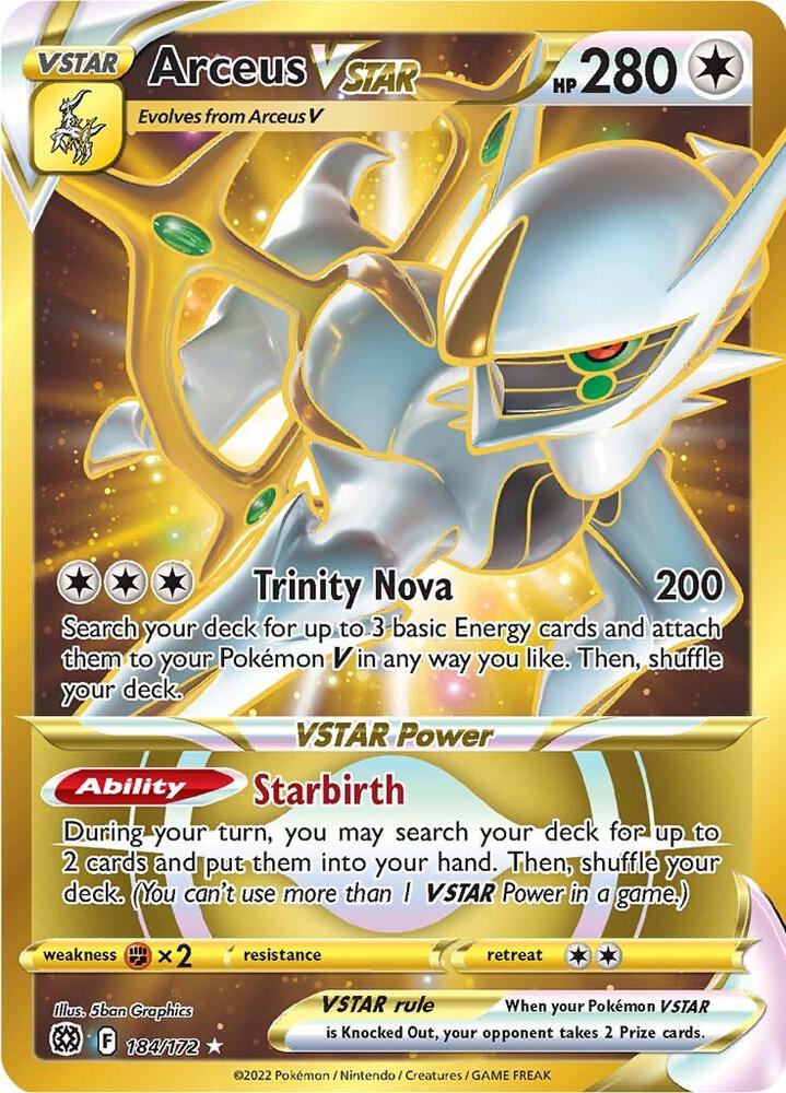 Arceus VSTAR (Secret) (184) 184/172 card from SWSH09: Brilliant Stars