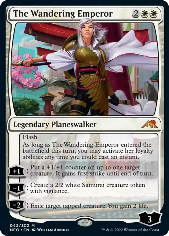 The Wandering Emperor 42 card from Promo Pack: Kamigawa: Neon Dynasty