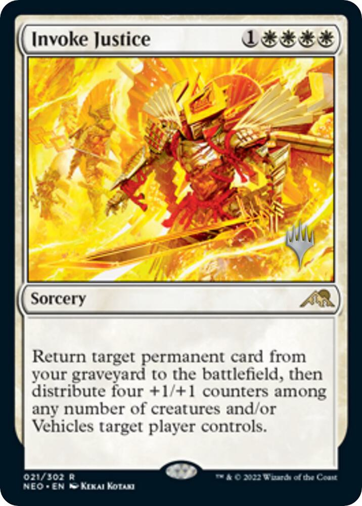 Invoke Justice 21 card from Promo Pack: Kamigawa: Neon Dynasty