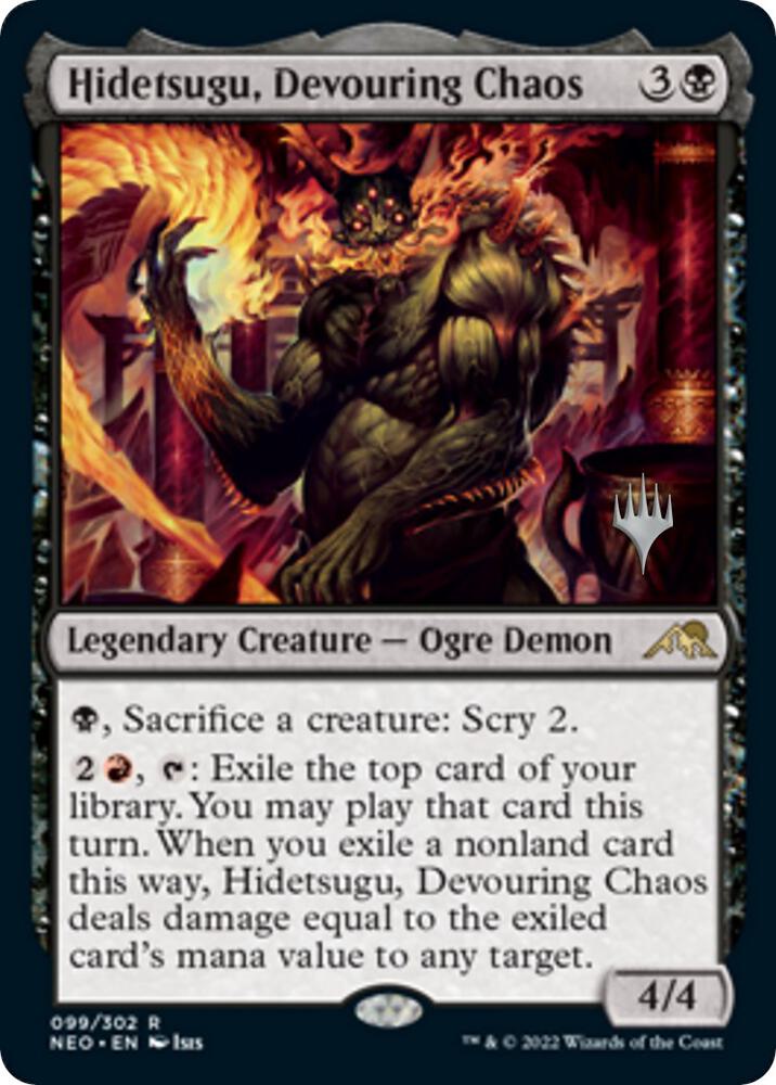 Hidetsugu, Devouring Chaos 99 card from Promo Pack: Kamigawa: Neon Dynasty
