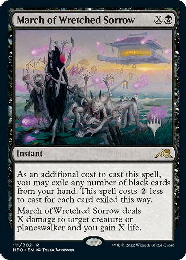 March of Wretched Sorrow 111 card from Promo Pack: Kamigawa: Neon Dynasty