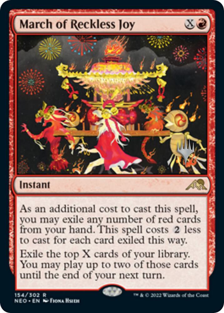 March of Reckless Joy 154 card from Promo Pack: Kamigawa: Neon Dynasty