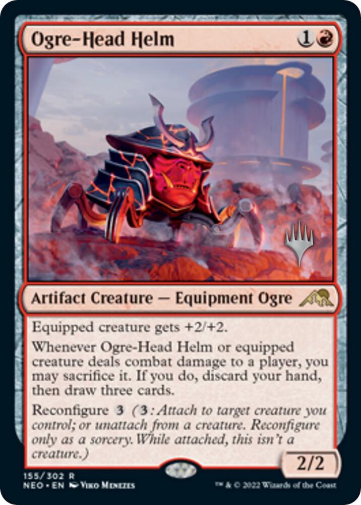 Ogre-Head Helm 155 card from Promo Pack: Kamigawa: Neon Dynasty