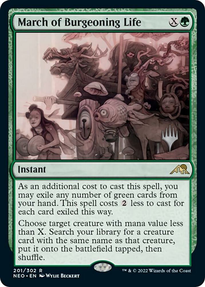 March of Burgeoning Life 201 card from Promo Pack: Kamigawa: Neon Dynasty
